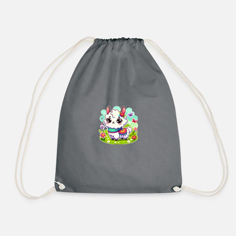 Sweet llama - Drawstring Bag - grey