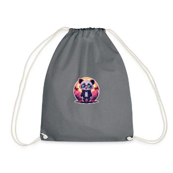 Retro Neon Panda - Turnbeutel - Grau - Vorne