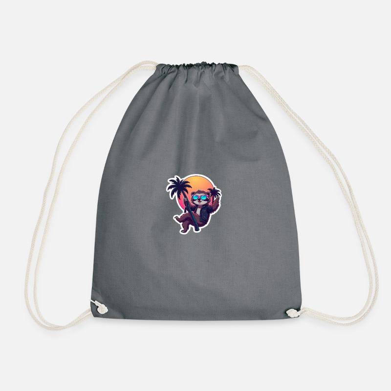 Neon Chill Sloth - Drawstring Bag - grey