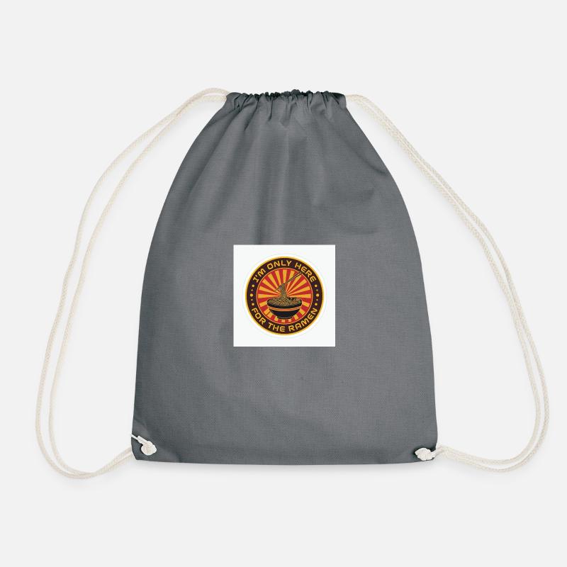 Retro Ramen Bowl Vintage Emblem - Drawstring Bag - grey