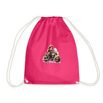 Prinzessin auf Motorrad - Turnbeutel - Fuchsia - Vorne