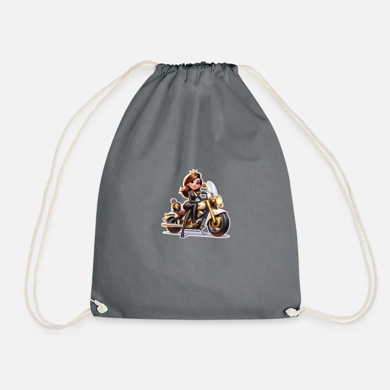 Princess on motorcycle - Drawstring Bag - grey