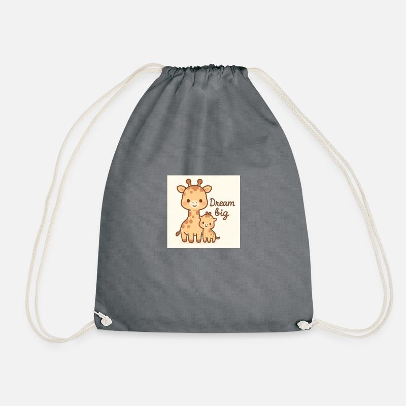 Stand Tall, Little One – Cute Kawaii Giraffe - Drawstring Bag - grey
