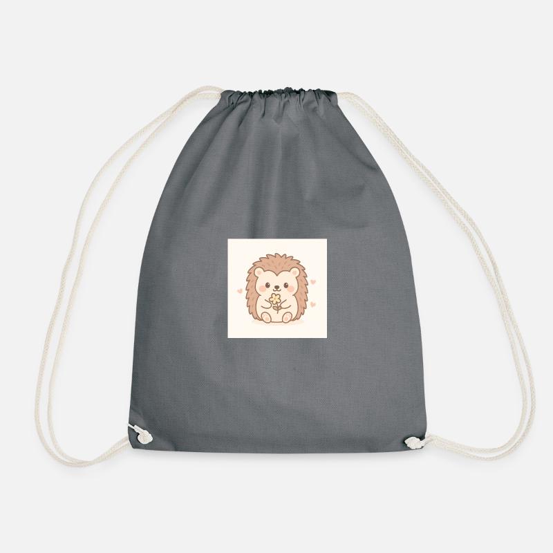 Kawaii Hedgehog in Pastel Style - Drawstring Bag - grey