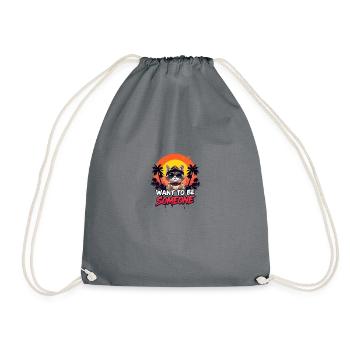 Cool Cat Vibes – “Want to Be Someone” Sunset Graph - Drawstring Bag - grey - Front