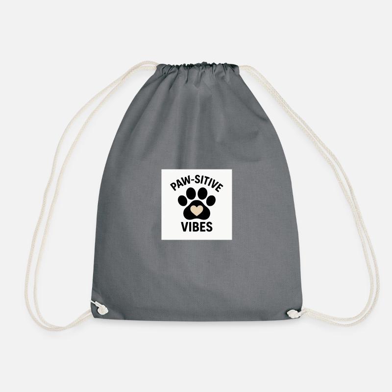 Paw-sitive Vibes – Pfote mit Herz - Turnbeutel - Grau