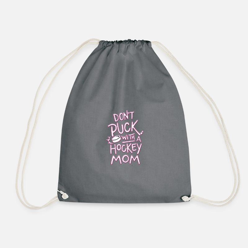 HOCKEY MOM PIC 8B - Drawstring Bag - grey