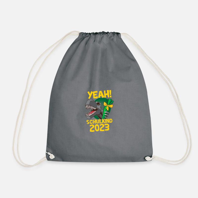 Yeah! Schulkind 2023 Dino Einschulung - Turnbeutel - Grau