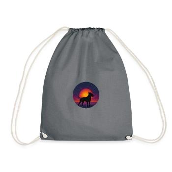 Neon-Sonnenuntergangs-Hund-Silhouette - Turnbeutel - Grau - Vorne