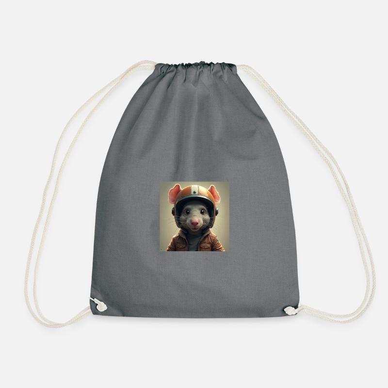 The little biker rat - Drawstring Bag - grey