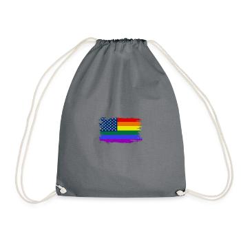 Rainbow Pride USA Flagge - Turnbeutel - Grau - Vorne