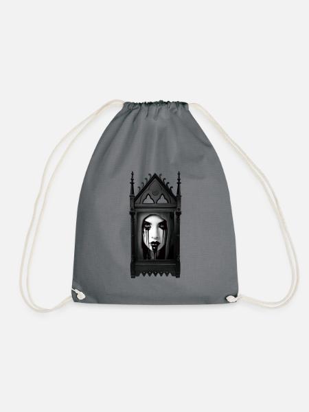 Porzellanfrau und Gothic-Rahmen - Turnbeutel - Grau