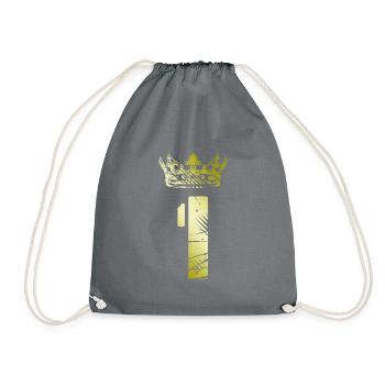 1 number crown - Drawstring Bag - grey - Front