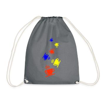 Coffee cup - Drawstring Bag - grey - Front