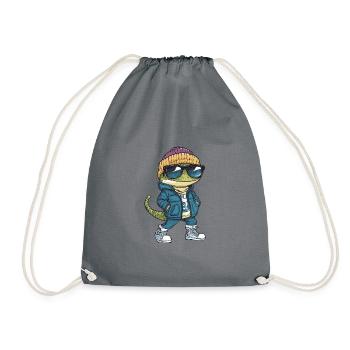 Lizard Cool Comic - Drawstring Bag - grey - Front