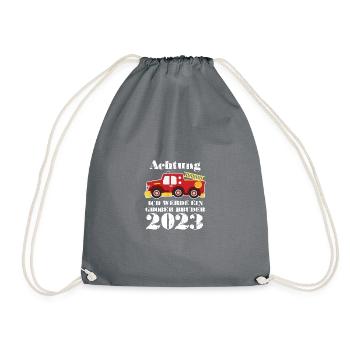 Werdender großer Bruder 2023 Feuerwehr - Turnbeutel - Grau - Vorne