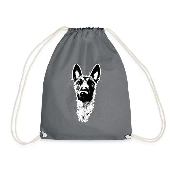 Malinois X-Rey Black With White Background - Turnbeutel - Grau - Vorne