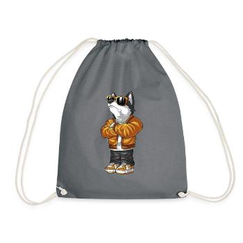 Lustiges Funny Dog Hunde Shirt - Turnbeutel - Grau - Vorne