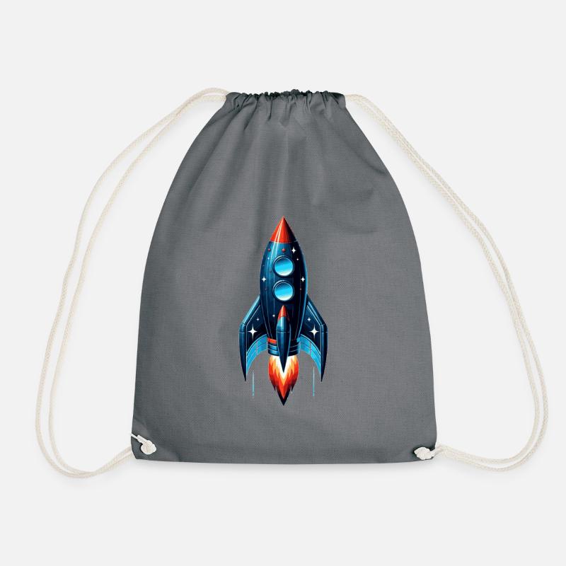 Rakete mit Sternen | Spaceship - Turnbeutel - Grau