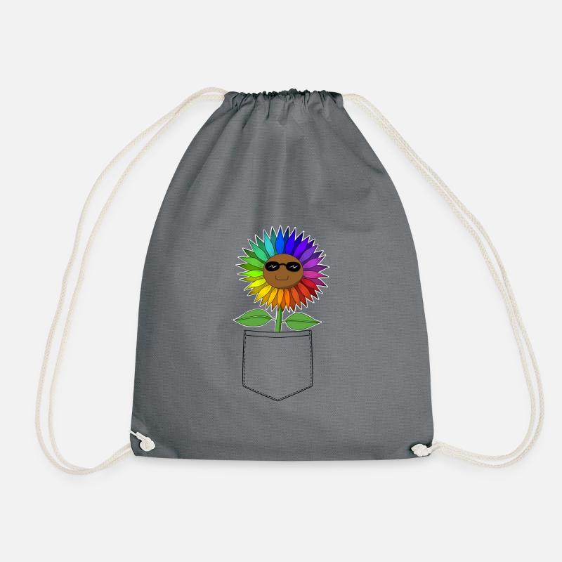 Sommenblume in der Tasche - Turnbeutel - Grau