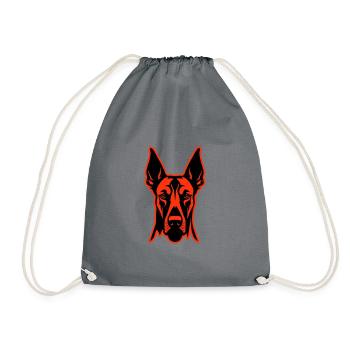 Doberman Dog Head - Drawstring Bag - grey - Front