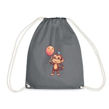 Monkey Birthday Baby - Drawstring Bag - grey - Front