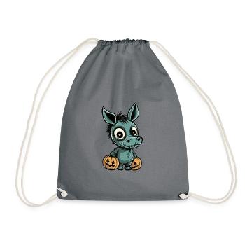 Donkey Halloween Comic Funny - Drawstring Bag - grey - Front