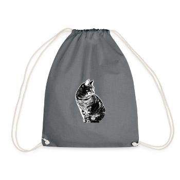 Cats tigered domestic cat - Drawstring Bag - grey - Front