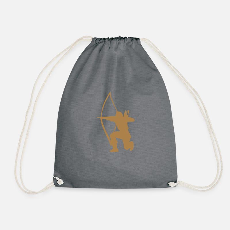 Longbow Archer kneeling stance - Drawstring Bag - grey