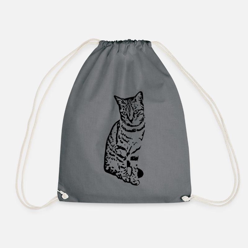 Cat Kitten Tiger Cat Cat Shirt Gift - Drawstring Bag - grey