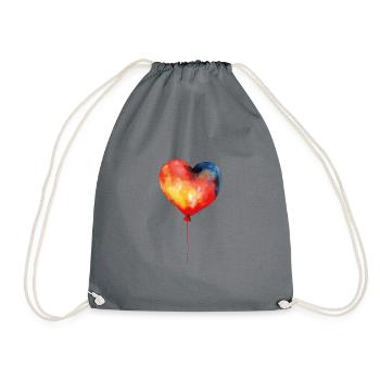 Herz Ballon Valentinstag Geburtstag - Turnbeutel - Grau - Vorne