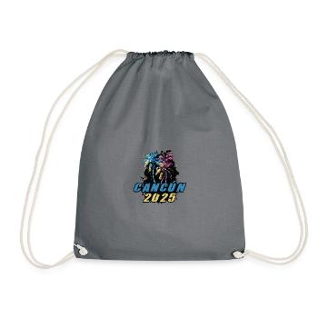 Cancun 2025 Holiday Palm Trees Colorful - Drawstring Bag - grey - Front