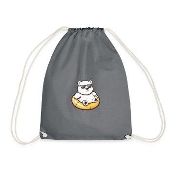 Polar Bear Comic Cool - Drawstring Bag - grey - Front