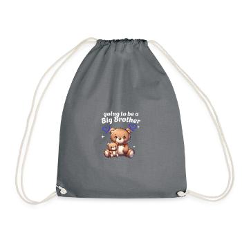I'm going to be a big brother cute teddy bears, - Drawstring Bag - grey - Front
