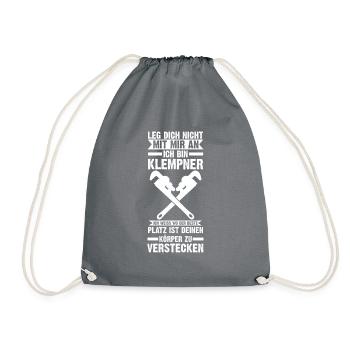 Klempner Beruf Installateur Geschenk - Turnbeutel - Grau - Vorne