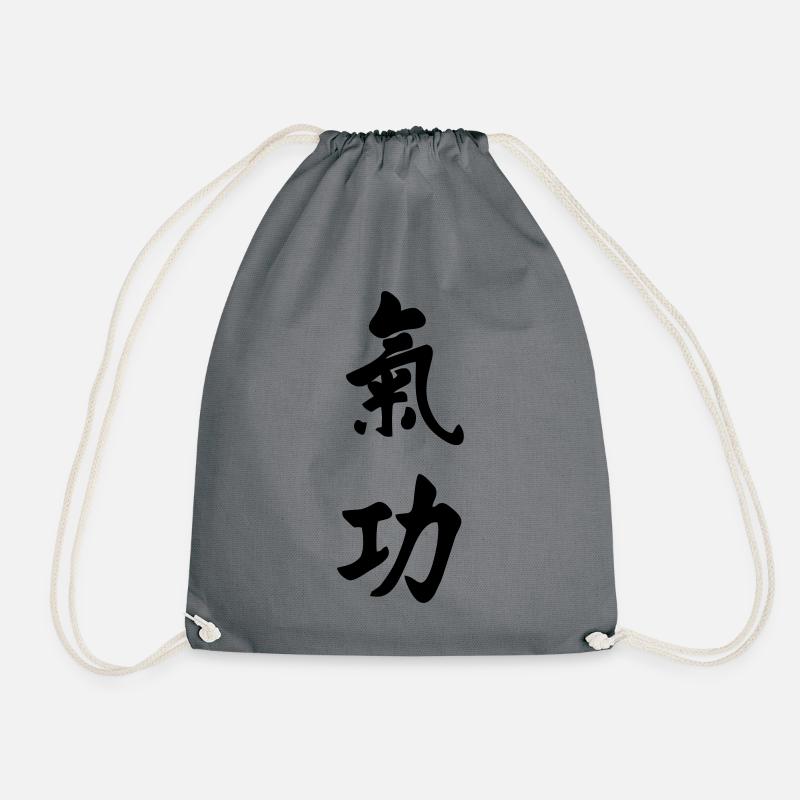 QI gong writing vertical - Drawstring Bag - grey