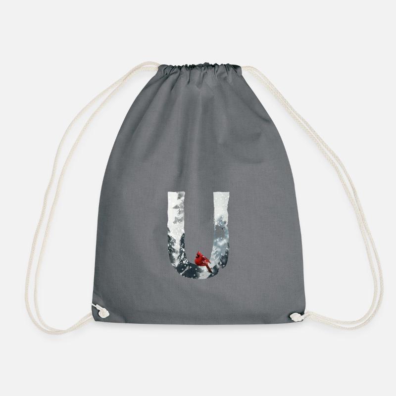 U – decorative character – winter - Drawstring Bag - grey