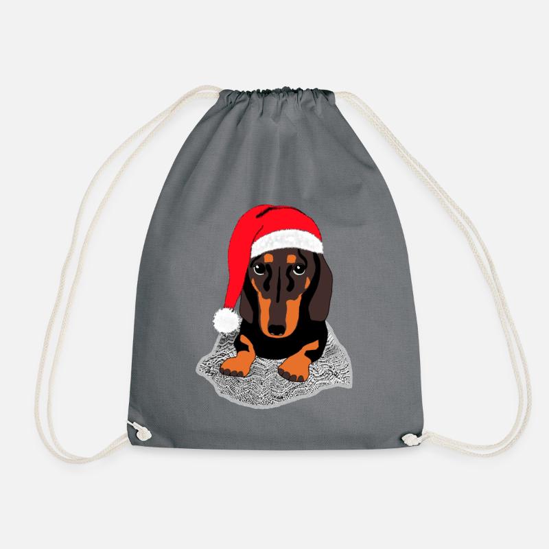 Weihnachts Dackel - Turnbeutel - Grau