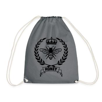 Bee in laurel wreath - Drawstring Bag - grey - Front