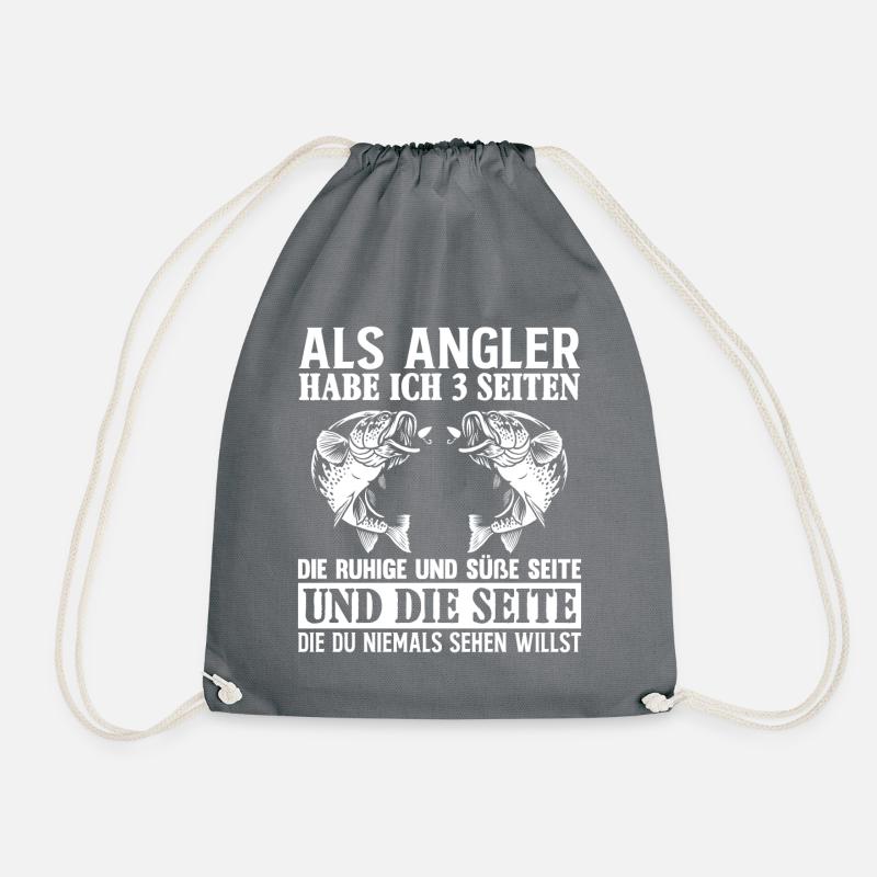 Als Angler habe ich 3 Seiten - Turnbeutel - Grau