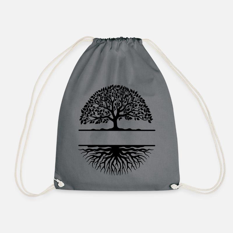 Baum mit Wurzeln Banner - Turnbeutel - Grau