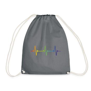 HEARTBEAT Rainbow Gay Pride CSD LGBT Gift - Drawstring Bag - grey - Front