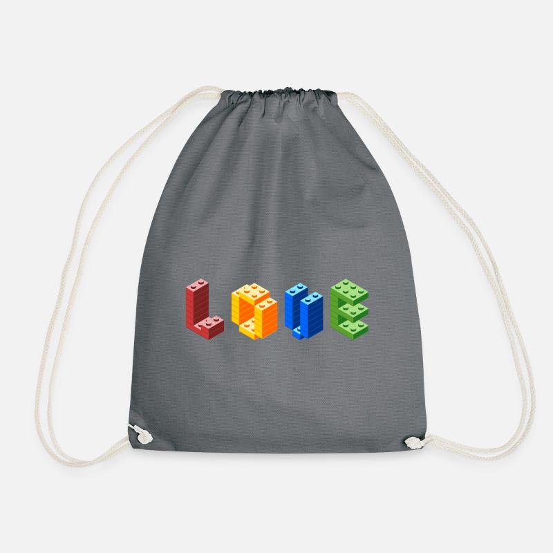 Building blocks Love - Drawstring Bag - grey