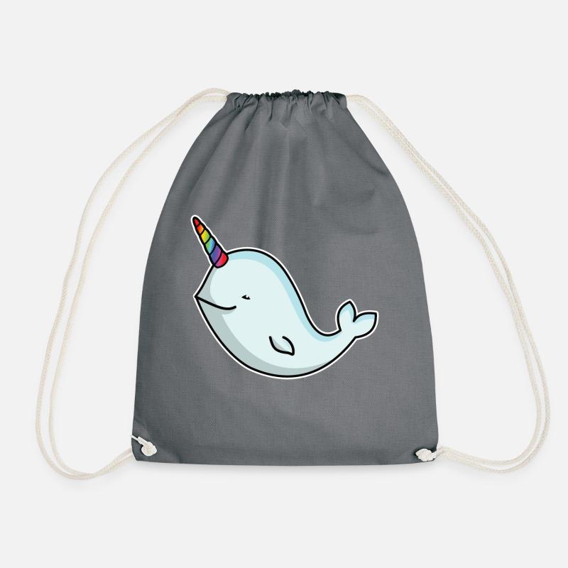 Einhornwal Wal Narwal mit Einhorn Horn Geschenk - Turnbeutel - Grau