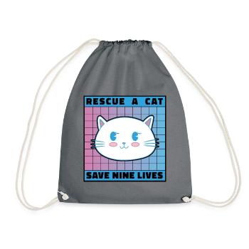Rescue A Cat Save Nine Lives Cat Owner Animals Kit - Turnbeutel - Grau - Vorne