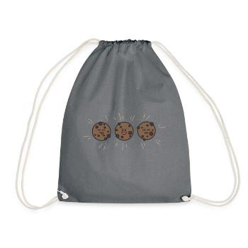 Cookies Keks Schoko Geschenk backen lecker lustig - Turnbeutel - Grau - Vorne