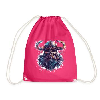 Viking Skull - Drawstring Bag - fuchsia - Front