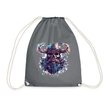 Viking Skull - Drawstring Bag - grey - Front