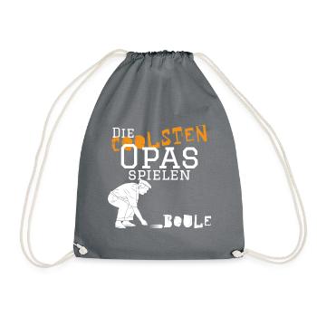 Die coolsten Opas spielen Boule - Kugelspiel - Turnbeutel - Grau - Vorne