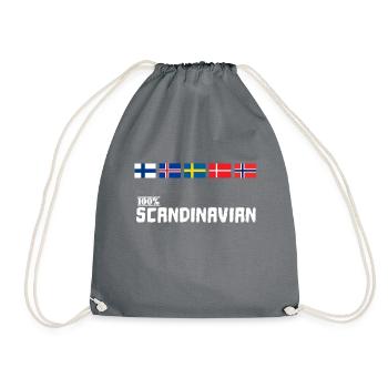 Skandinavien 100% Skandinavier Wikinger Flagge - Turnbeutel - Grau - Vorne